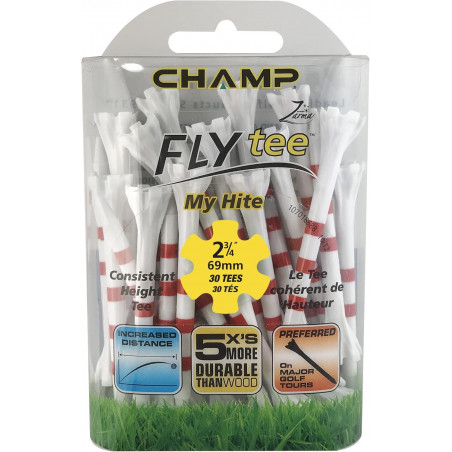 TEES FLY TEE WHITE/RED 2 3/4"  69mm 30 PIEZAS