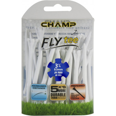 TEES FLY TEE WHITE 3 1/4" 83mm 25 PIEZAS