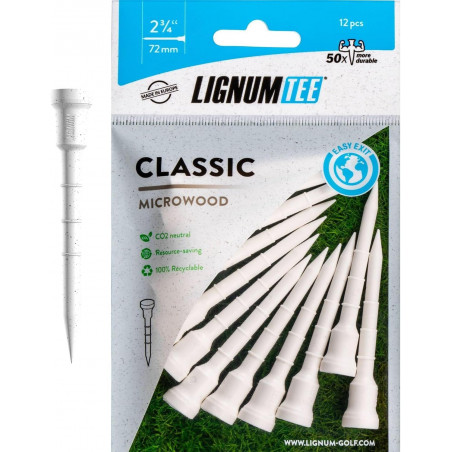 TEES LIGNUM 72MM BLANCOS (12 UDS)