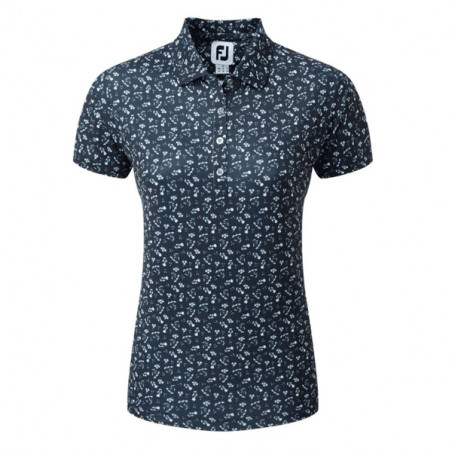 POLO FOOTJOY FLORAL PRINT LISLE LADY NAVY/WHITE