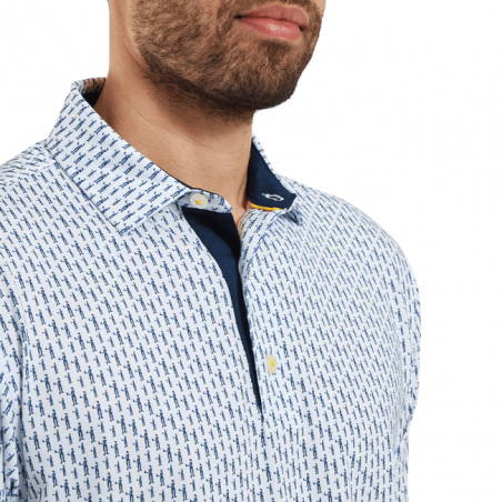 POLO FOOTJOY FIGURE PRINT LISLE WHT/NVY
