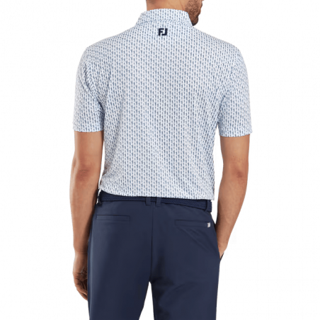 POLO FOOTJOY FIGURE PRINT LISLE WHT/NVY