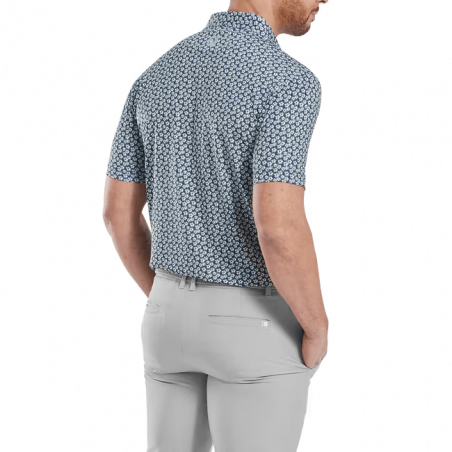 POLO FOOTJOY FLORAL SKETCH PRINT LISLE WHT/NVY