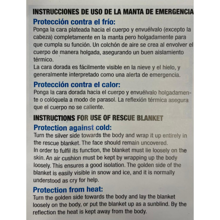 MANTA TÉRMICA DE EMERGENCIA ORO/PLATA 10 UDS